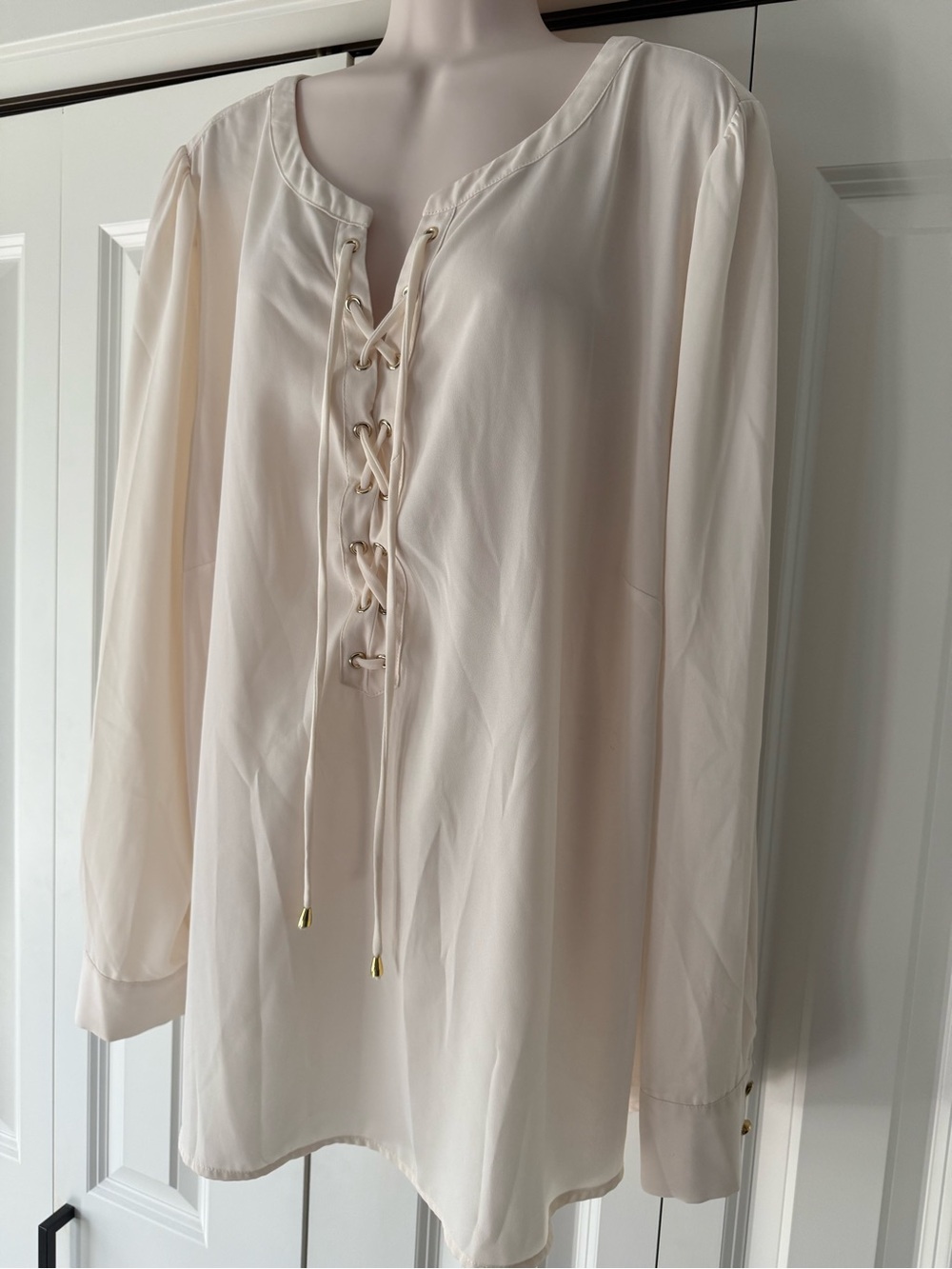 INC ivory cream tie front blouse top 3X career